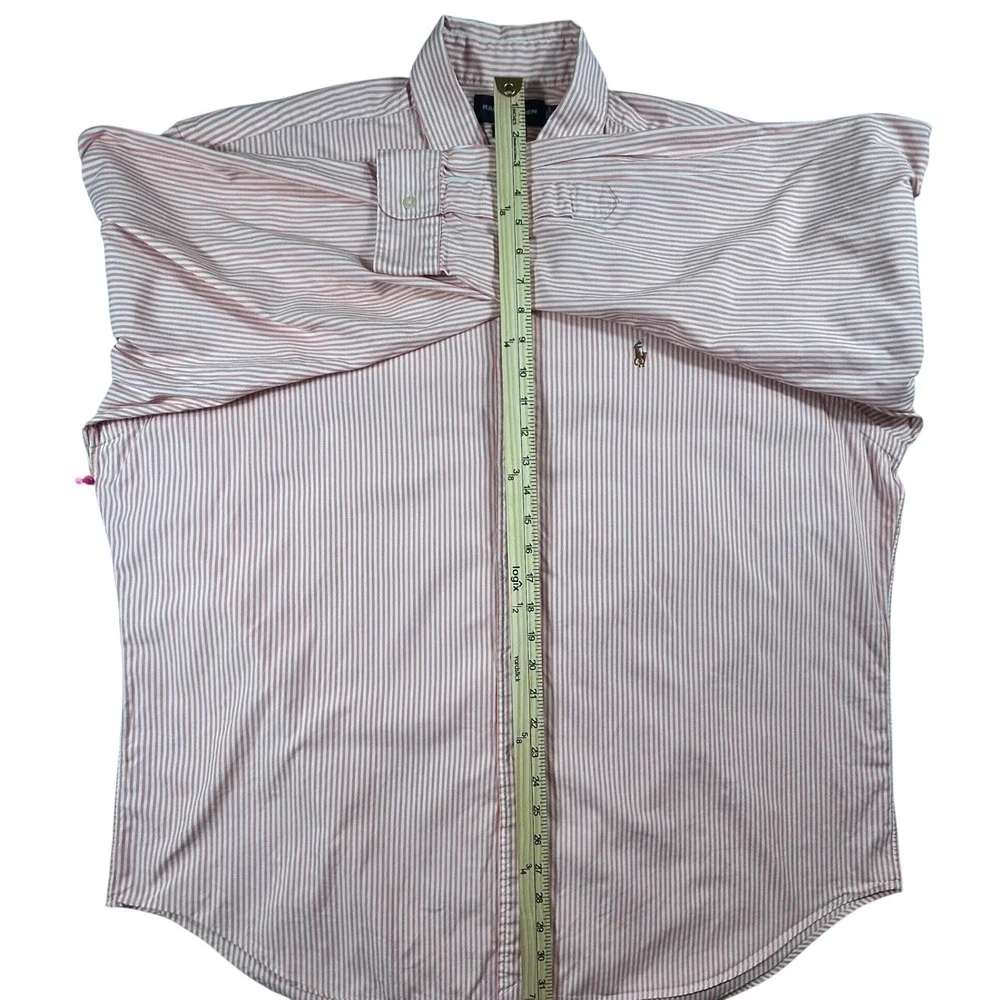 Ralph Lauren Golf Mens XL Red White Striped Button Down Shirt Long Sleeve Pony